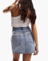 Фото #6 товара ASOS DESIGN Petite denim high waist mini skirt in midwash blue