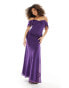 Фото #8 товара ASOS DESIGN ruffle bardot maxi dress with twist detail in purple