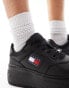 Фото #10 товара Tommy Jeans retro basket flatform trainers in black