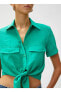 Фото #5 товара Standart Gömlek Yaka Düz Yeşil Kadın Gömlek 3sak60001ew