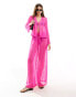 Фото #3 товара Wednesday's Girl tie-detail beach blouse co-ord in bright pink