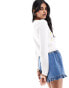 ASOS DESIGN neat fit cardigan with lemon embroidery in ivory