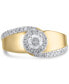 ფოტო #5 პროდუქტის Diamond Halo Engagement Ring (3/4 ct. t.w.) in 14k Two-Tone Gold