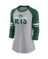 Фото #5 товара Women's Heathered Gray, Green New York Jets Stripe Mesh Nickname Tri-Blend 3/4-Sleeve T-shirt