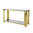 Gold Glass Console Table, 55" with Sturdy Metal Base