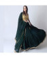 ფოტო #3 პროდუქტის Women's Green and Gold Lehenga Choli Set with Mirror Work Blouse and Embellished Dupatta