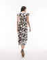 Фото #3 товара Topshop v neck printed midi dress in mono blurred floral