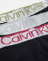 Фото #3 товара Calvin Klein steel 3-pack boxer briefs with contrast waistband in black