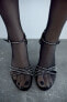 Diamanté leather high-heel sandals