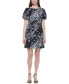 Фото #3 товара Women's Floral-Print Puff-Sleeve Lace Sheath Dress