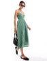 Brave Soul midi dress with split detail in mineral green