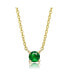 ფოტო #1 პროდუქტის Kids 14K Gold Plated Overlay Green Cubic Zirconia Stud Necklace