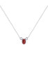 Фото #1 товара LuvMyJewelry oval Garnet Gemstone Round Natural Diamond 14K White Gold Birthstone Necklace