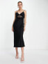 Фото #1 товара Topshop lace trim midi slip dress in black