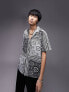 Фото #1 товара Topman satin revere shirt in mono bandana print