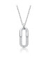 Sterling Silver Cubic Zirconia Geometrical Pendant Necklace