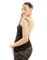 Fashionkilla lace overlay asymmetric top co-ord in black