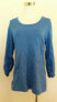 NY Collection Women's Petite Scoop Neck Ruched Sleeve Sweater Blue PL