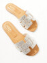 ALDO Elanaa padded flat sandals in bone embellished