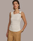 ფოტო #1 პროდუქტის Women's Asymmetrical-Neck Tortoise-Detail Top