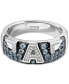 Swiss Blue Topaz (5/8 ct. t.w.) & Diamond (1/10 ct. t.w.) Captain America Ring in Sterling Silver