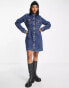 Tommy Jeans slim denim button up dress in dark wash