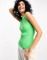 Y.A.S ribbed high neck sleeveless top in green