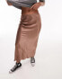 Фото #6 товара Topshop Tall satin bias maxi skirt in taupe