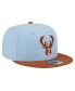 Фото #2 товара Men's Light Blue/Brown Milwaukee Bucks 2-Tone Color Pack 9Fifty Snapback Hat