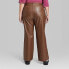 Фото #2 товара Women's Low-Rise Faux Leather Flare Pants - Wild Fable Brown 17