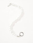 Фото #4 товара ASOS DESIGN irregular faux pearl bracelet with t-bar in white