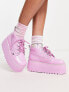 Фото #5 товара Kickers Kick platform boots in pink holographic patent