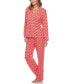 ფოტო #3 პროდუქტის Women's 2 Piece Long Sleeve Heart Print Pajama Set