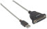 Manhattan USB-A to Parallel Printer DB25 Converter Cable - 1.8m - Male to Female - 1.2Mbps - IEEE 1284 - Bus power - Black - Three Year Warranty - Blister - 1.8 m - 1x USB A - Parallel; 25-pin - Male/Female - Black - Silver - 261 g