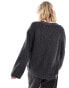 Фото #2 товара Monki boxy fit cable knit cardigan in off-black