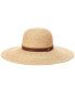 Фото #2 товара Bruno Magli Wide Brim Leather-Trim Straw Sun Hat Women's Brown