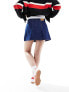 Stradivarius STR pleated denim mini skirt in dark blue