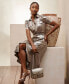 ფოტო #3 პროდუქტის Women's Metallic Chiffon Shirtdress