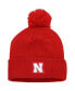 Men's Scarlet Nebraska Huskers 2023 Sideline COLD.RDY Cuffed Knit Hat with Pom