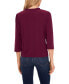 ფოტო #2 პროდუქტის Women's 3/4-Sleeve Tie-Front Ruffle Neck Knit Top