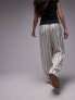 Topshop satin pin stripe wide leg pull on in white 44 - фото #7