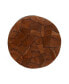 Round Block-Style Teak Wood Mosaic Side Table