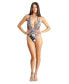 ფოტო #3 პროდუქტის Women's High Leg V-neck One Piece Swimsuit