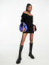 Фото #5 товара Aria Cove knitted off shoulder mini jumper dress with distressing in black