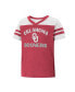 ფოტო #3 პროდუქტის Girls Toddler Crimson, White Oklahoma Sooners Piecrust Promise Striped V-Neck T-shirt
