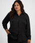 Trendy Plus Size Satin Button-Front Shirt