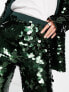 ASOS DESIGN sequin cropped trouser in green