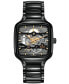 ფოტო #1 პროდუქტის Unisex Swiss Automatic True Square Skeleton Black High-Tech Ceramic Bracelet Watch 38mm