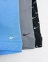 Фото #4 товара Nike 3 pack cotton stretch trunks in blue/grey/black