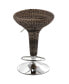 Фото #2 товара 2 Piece Adjustable Backless Wicker Bar Stool in Brown